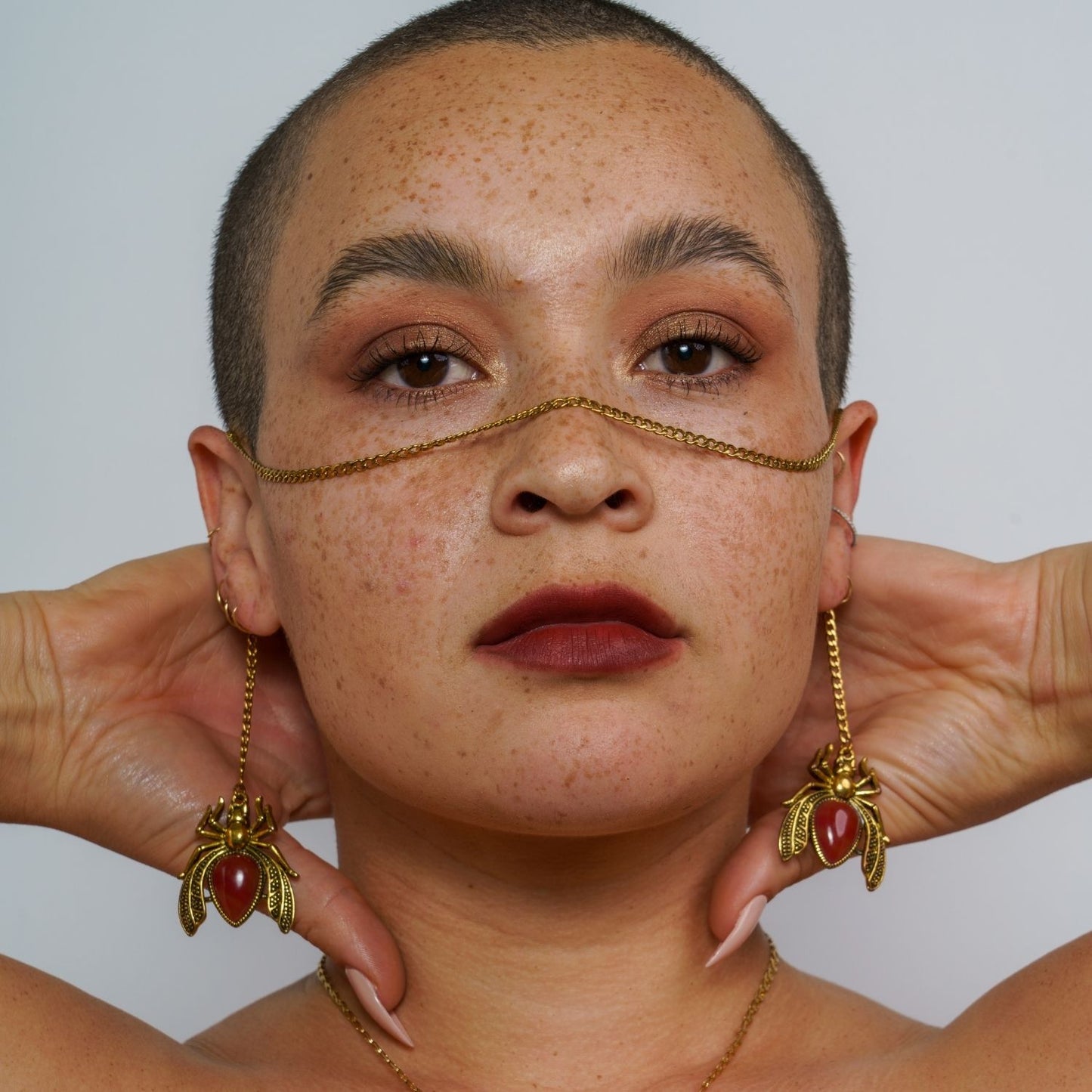 Egyptian Scarab Face Double Chain Black & Gold