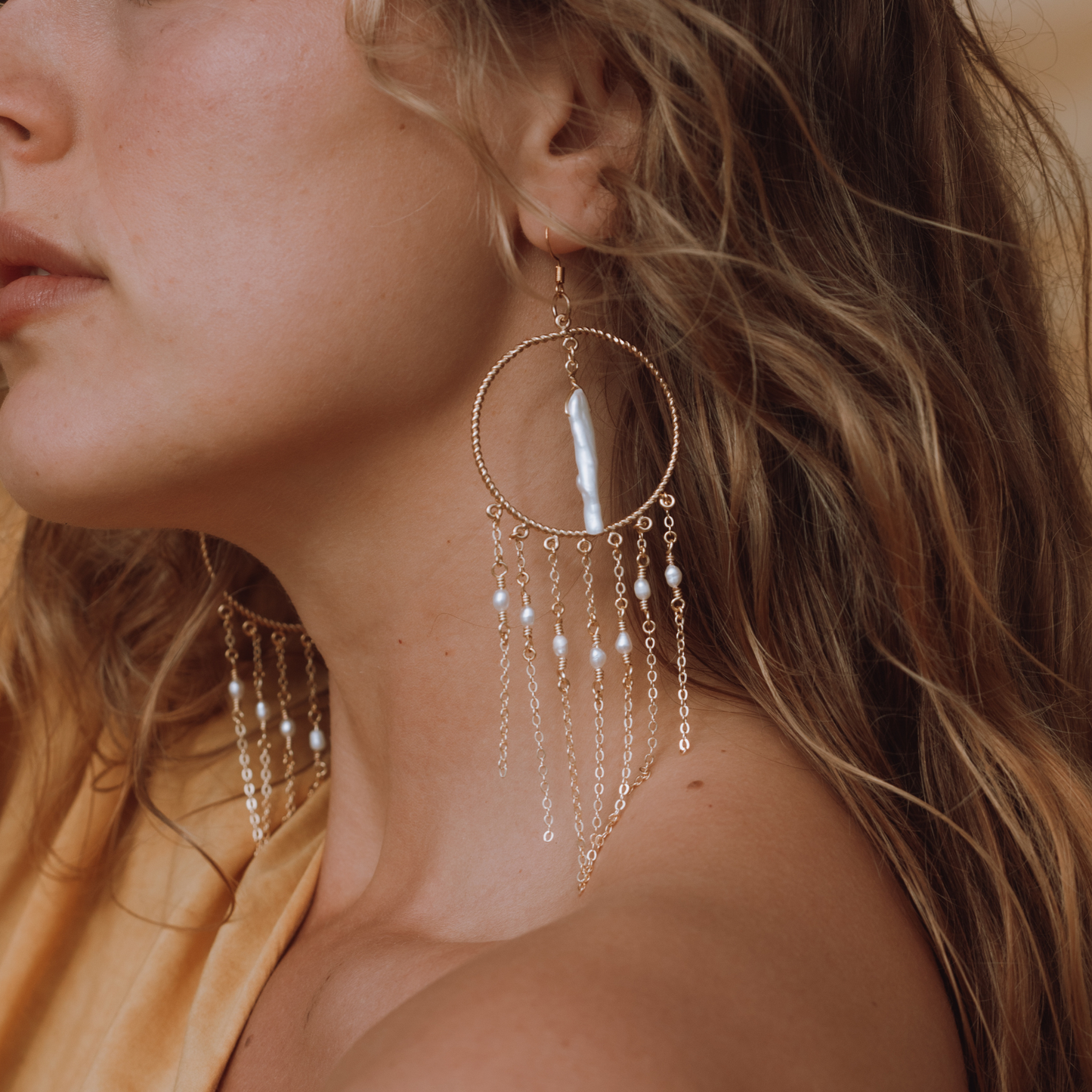 Divinity Fresh Water Pearls Chandelier Earrings