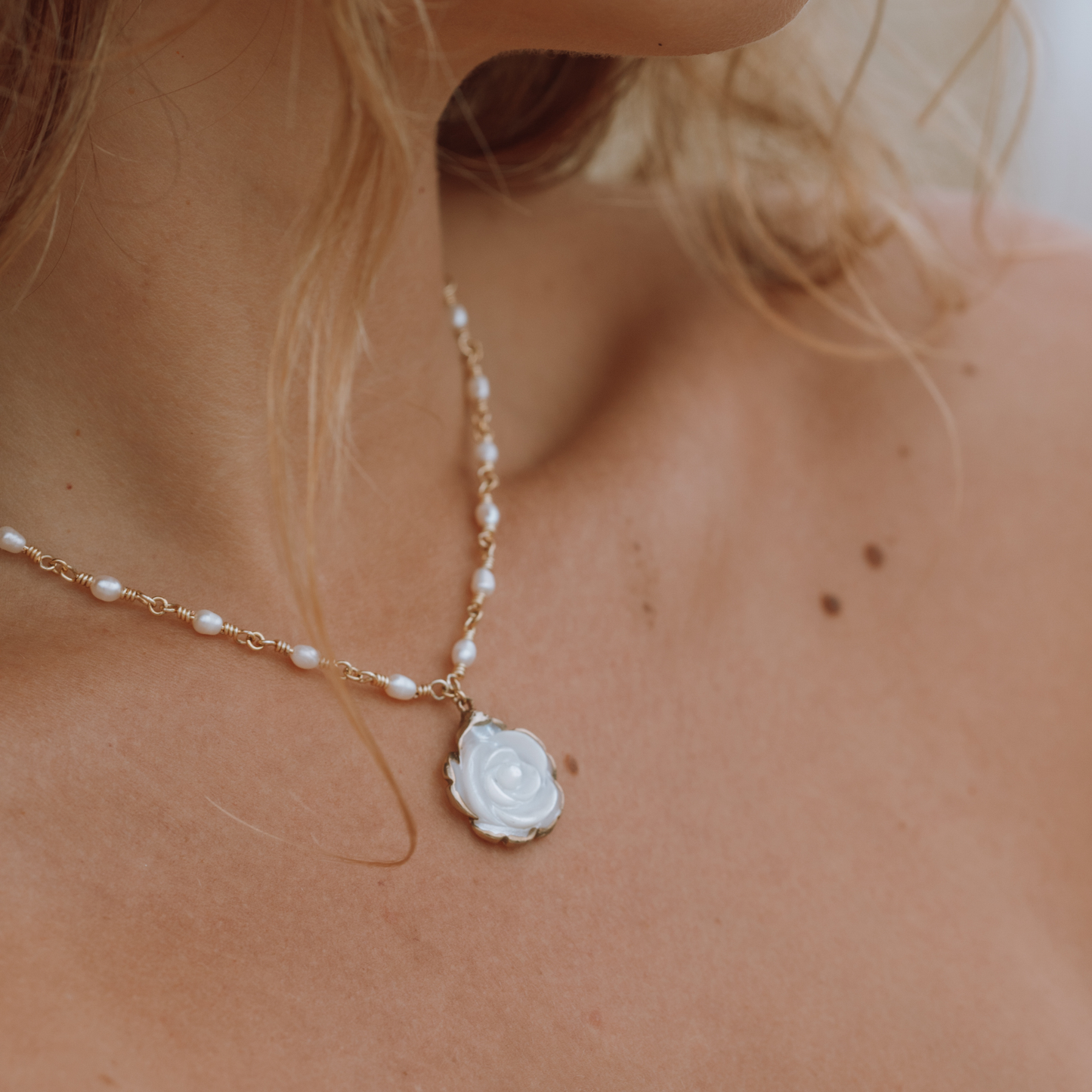 Rose Fresh Water Pearl Necklace