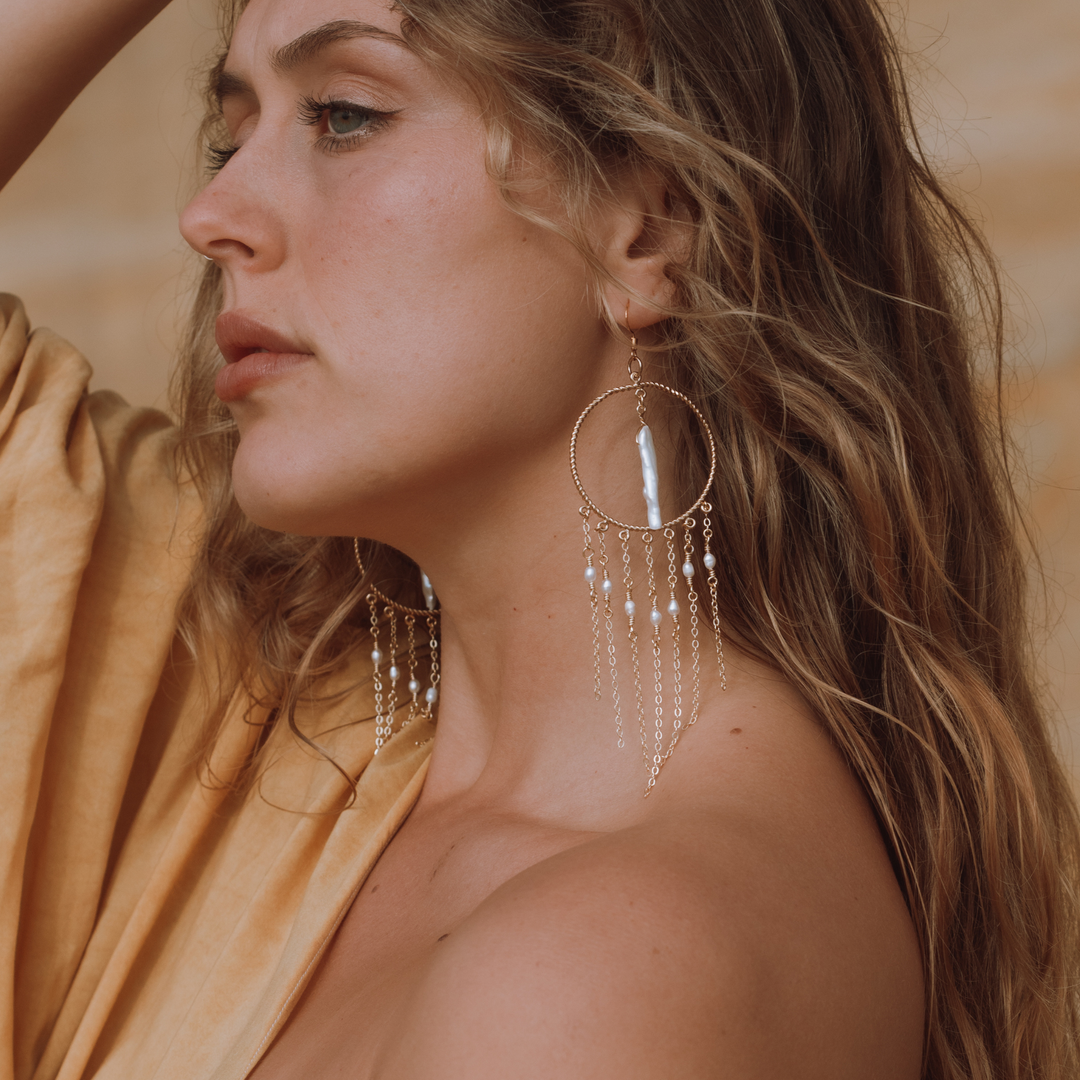 Divinity Fresh Water Pearls Chandelier Earrings