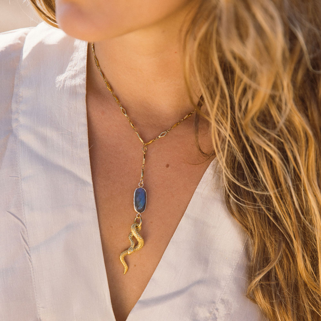 Rainbow Serpent Lariat Necklace