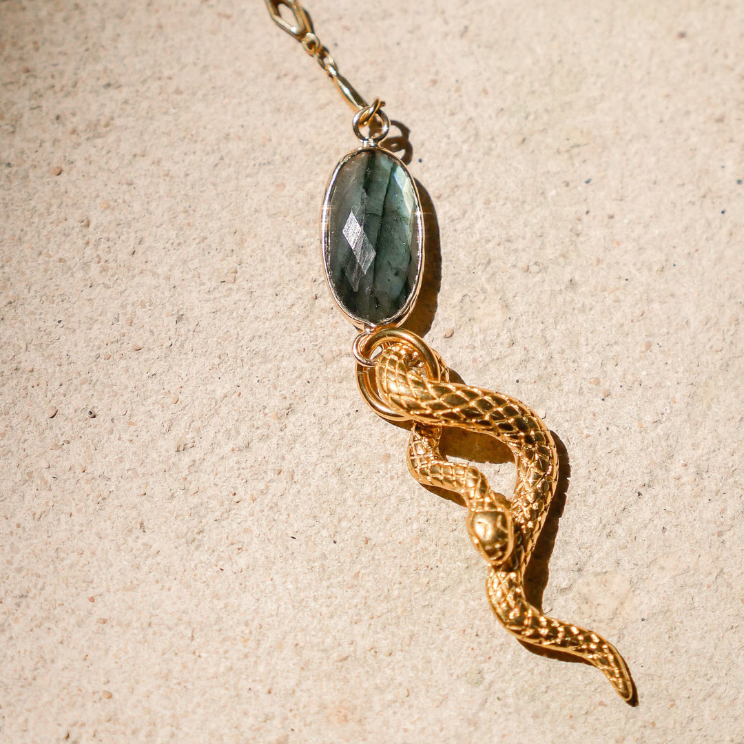 Rainbow Serpent Lariat Necklace