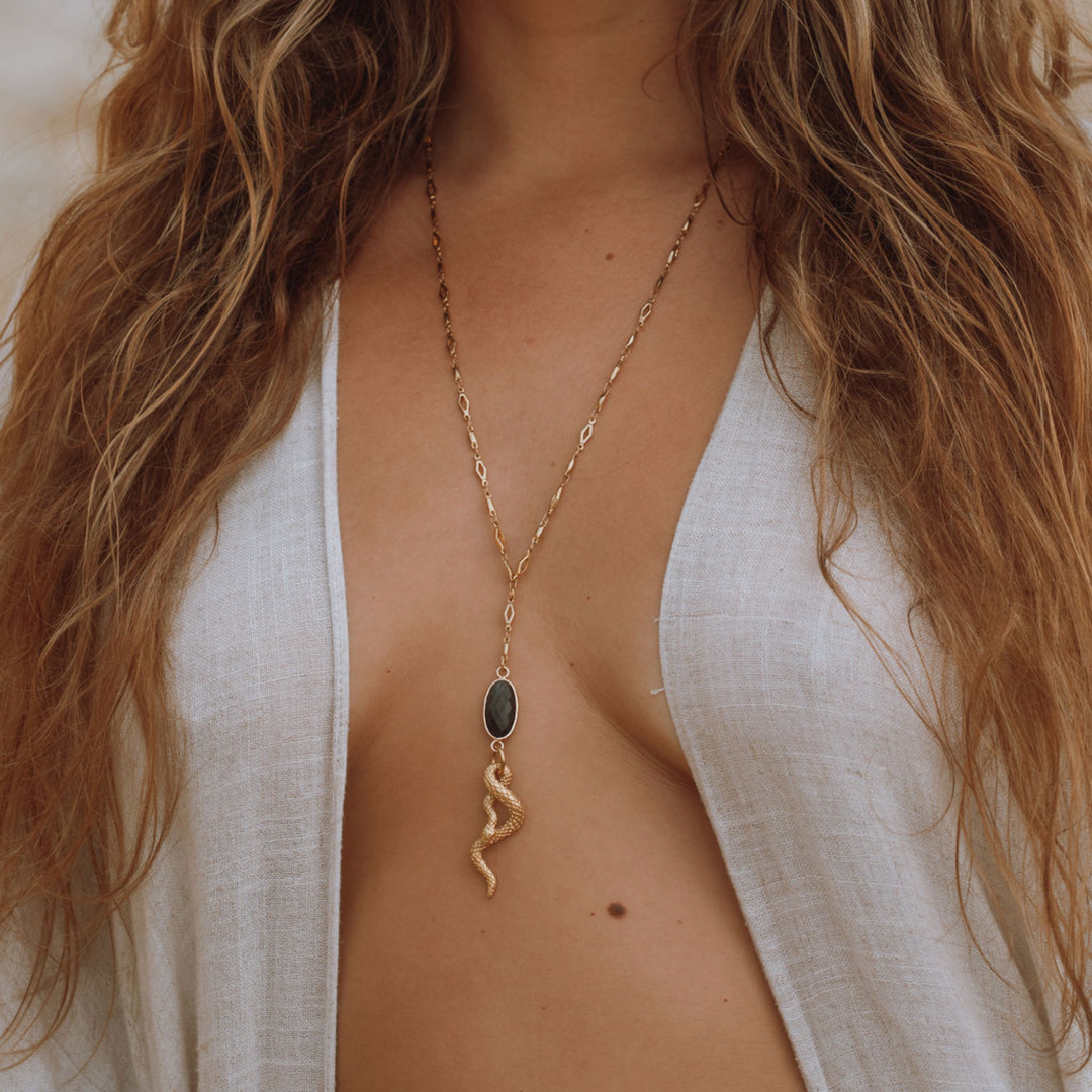 Rainbow Serpent Lariat Necklace