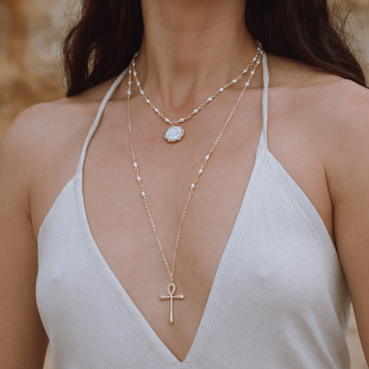 Rose Ankh Long Convertible Necklace