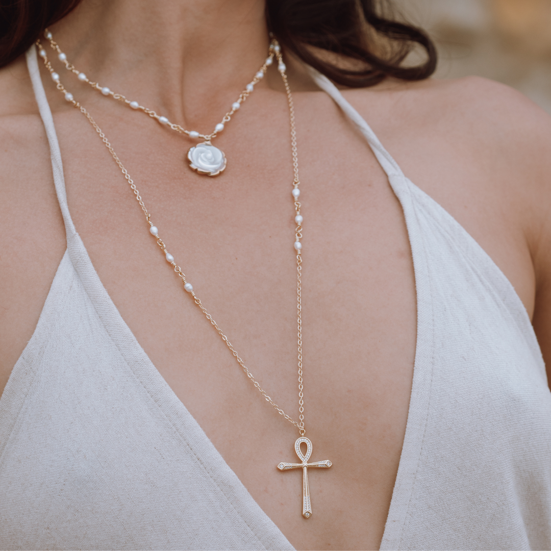 Rose Ankh Long Convertible Necklace