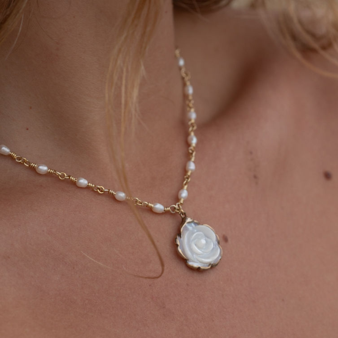 Rose Fresh Water Pearl Necklace