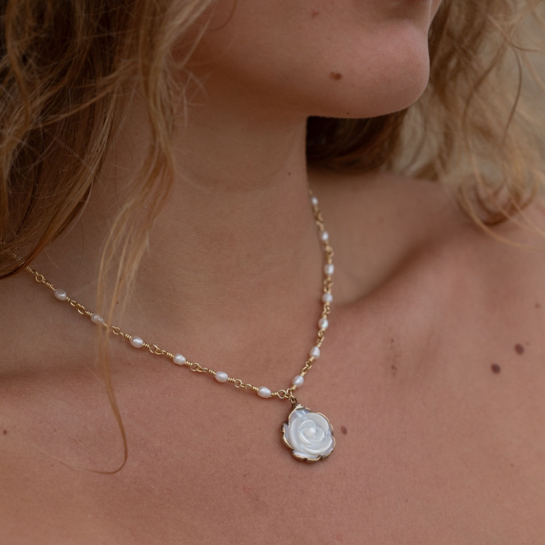 Rose Fresh Water Pearl Necklace