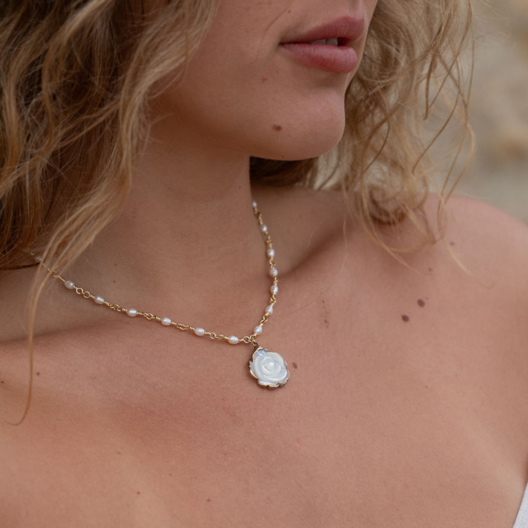Rose Fresh Water Pearl Necklace