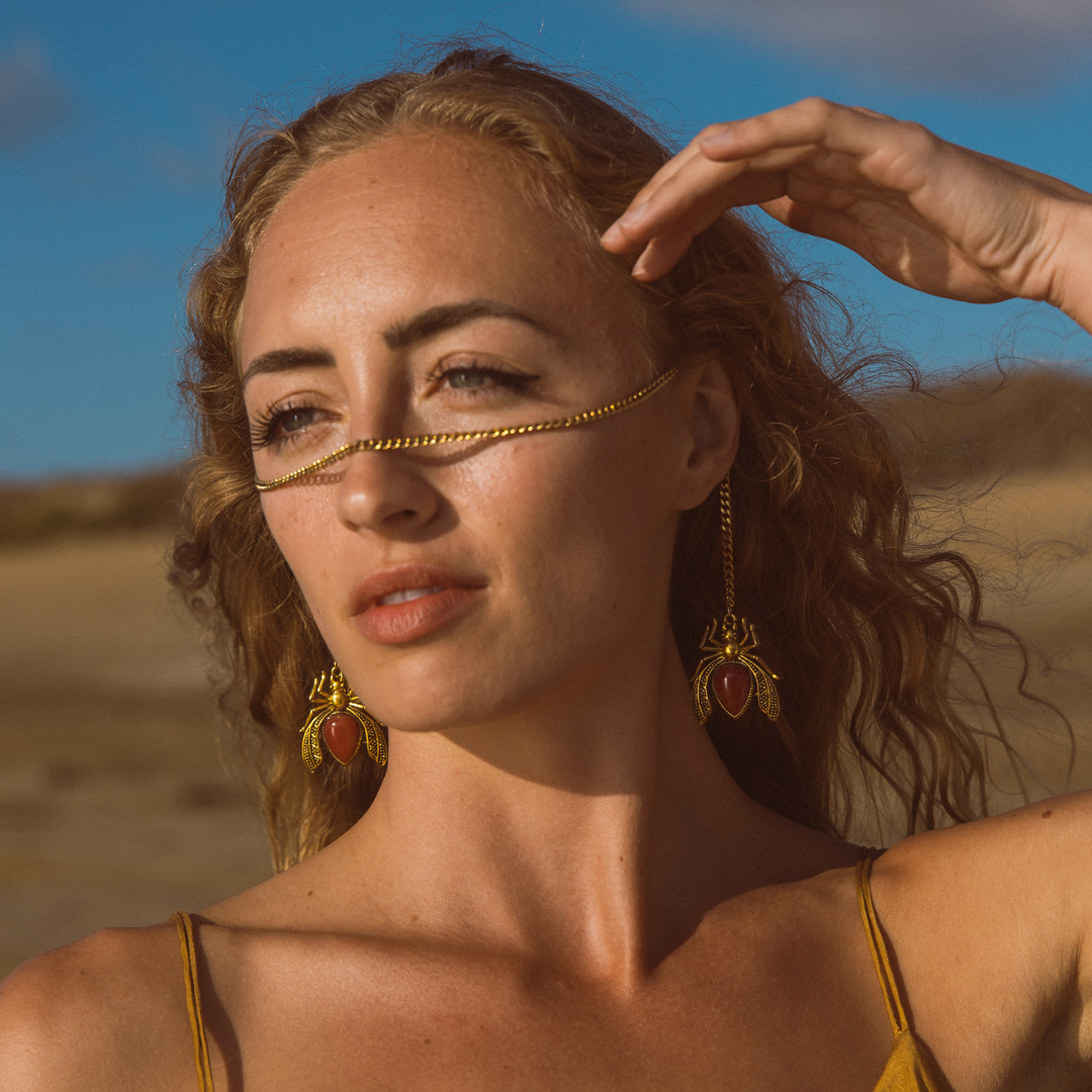 Red Scarab Face Chain