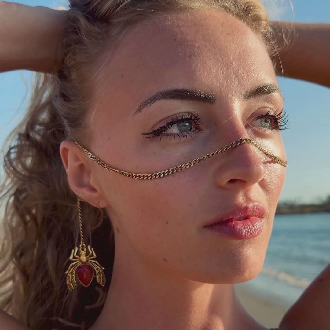 Red Scarab Face Chain